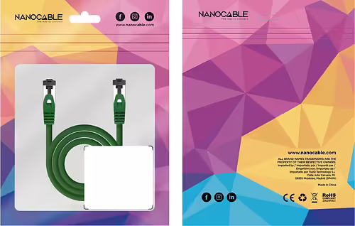 Nanocable Cable de Red Latiguillo Cat.8.1 2GHz LSZH SSTP AWG26, Verde, 30 cm | 10.20.2000-L30-GR | 8433281015784 imagen 5