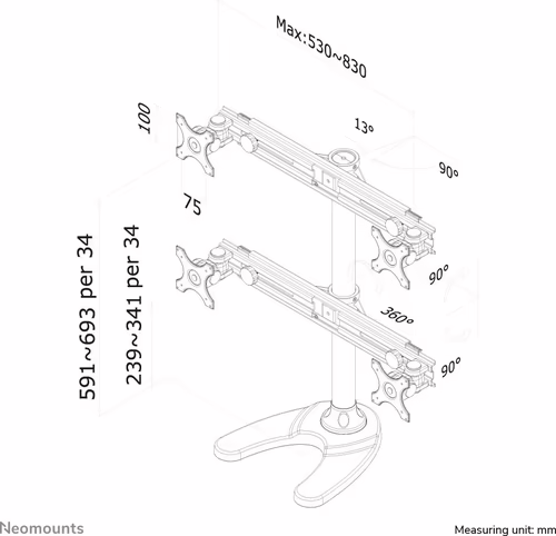 Neomounts by newstar Soporte de escritorio para monitor 19P a 30P negro | FPMA-D700DD4 | 8717371442514 imagen 6