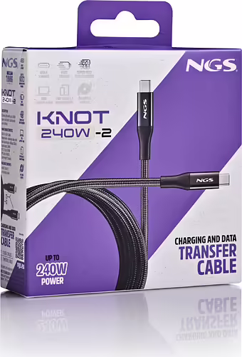 NGS KNOT 240W-2 cable USB 2 m USB C Negro | NGS-ACCESORIOS-0300 | 8435430626889 imagen 3