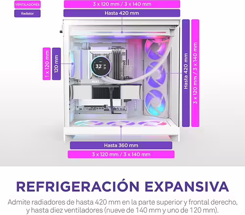 NZXT H9 Flow RGB Midi Tower Blanco | CM-H92FW-R1 | 5056547207650 imagen 4