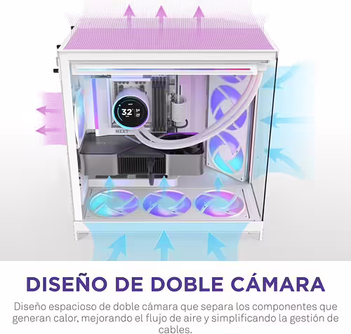 NZXT H9 Flow RGB Midi Tower Blanco | CM-H92FW-R1 | 5056547207650 imagen 6