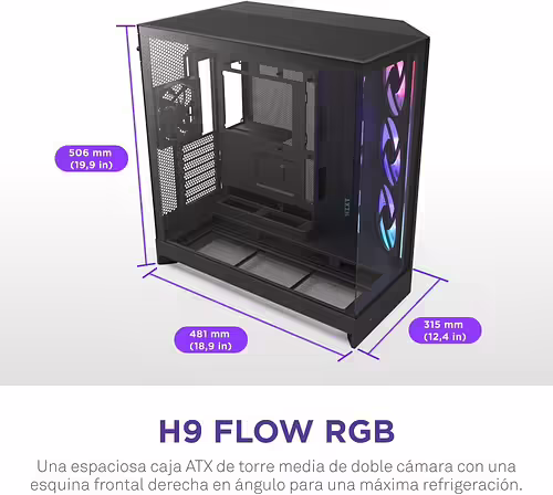 Caja NZXT H9 Flow RGB ATX EATX Negra (CM-H92FB-R1) | 5056547207667 imagen 4