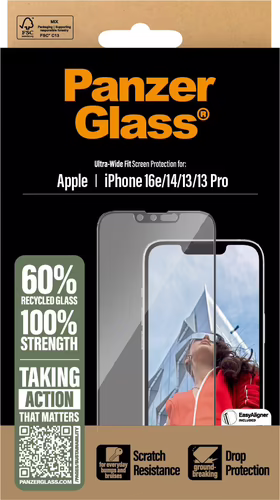 PanzerGlass ® Screen Protector iPhone 16e | 14 | 13 | 13 Pro | Ultra-Wide Fit w | PGRNUWFG29845 | 5715685021046 imagen 3