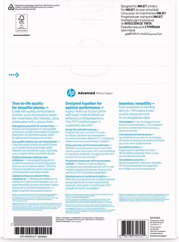 PAPEL HP FOTOGRAFICO SATINADO A4 (210X297mm) 25 HOJAS Q5456A | 0882780349551 imagen 3