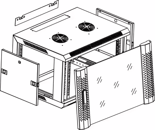 Phasak Armario Mural 19 12u 600x450mm Desmontado Negro | PHO 2112D | 0745604519960 imagen 5