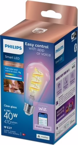 Philips Filamento transparente 40 W ST64 E27 | 8720169165816 imagen 2