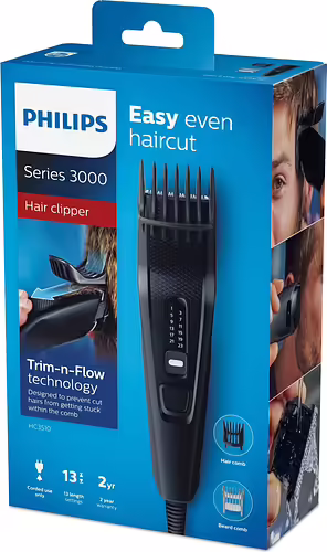 PHILIPS HAIRCLIPPER 3000 CORTAPELOS 2PEINES NEGRO HC3510/15 | 8710103855231 imagen 2