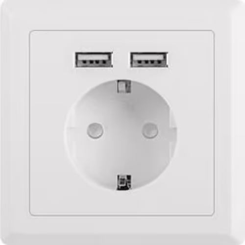 ROSETA DE PARED LANBERG SCHUKO 16A Y 2 PUERTOS USB 2.1A BLANCO AC-WS01-USB2-F | 5901969414424 imagen 2