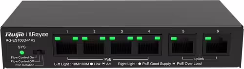 Ruijie Networks RG-ES106D-P V2 switch No administrado Fast Ethernet (10/100) Ene | RG-ES106D-P-V2 | 6971693272989 imagen 2
