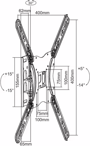 SOPORTE TV EQUIP PARED PARA PANTALLAS 13P A 55P INCLINABLE NEGRO 650405 | 4015867209189 imagen 5