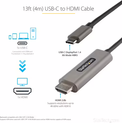 StarTech.com Adaptador Cable Hdmi estandar macho a usb tipo-c macho utra hd 4K d | CDP2HDMM4MH | 0065030888981 imagen 5