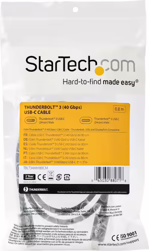 StarTech.com Cable de 0.8m Thunderbolt 3 USB-C 40Gbps - Compatible con Thunderbo | TBLT34MM80CM | 0065030880718 imagen 4