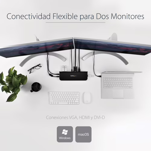 StarTech.com Docking Station USB 3.1 para 2 Monitores HDMI y DVI/VGA - Negro - U | USB3SDOCKHDV | 0065030851299 imagen 9