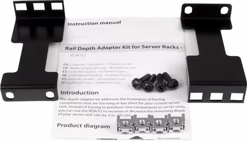 StarTech.com Juego Adaptador de Profundidad de Carril para Racks de Servidores - | RDA1U | 0065030865432 imagen 5