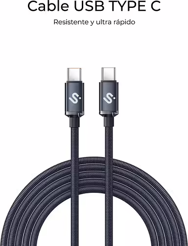 SUBBLIM CABLE OPTIMUS 60W C-C 1m BLACK | SUBCAB-C06001 | 8436586743536 imagen 4