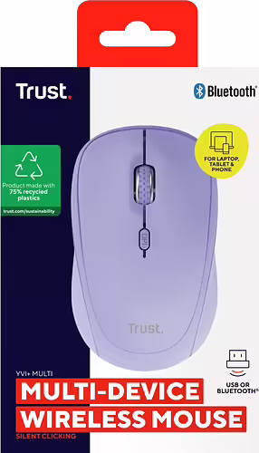 Trust Yvi+ ratón Universal Ambidextro RF Wireless + Bluetooth Óptico 1600 DPI | 8713439255836 imagen 6