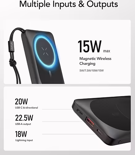 VEGER MagOn W1151-B 10000mAh powerbank Magnetic Wireless PD20W | VG-W1151-B | 6970453555812 imagen 3