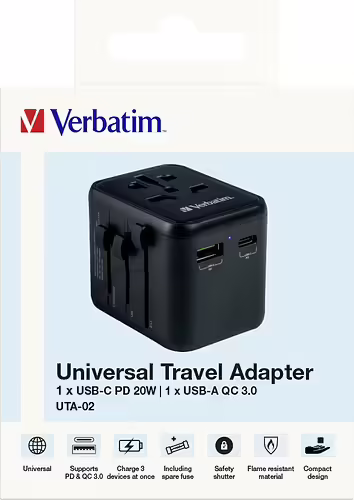 Verbatim 49544 adaptador de enchufe eléctrico Universal Negro | 0023942495444 imagen 8