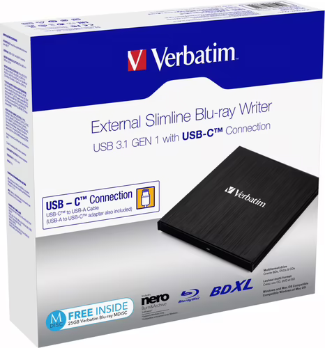 VERBATIM SLIMLINE GRABADORA EXTERNA  BLU-RAY DVD 8X BLURAY 6X BDXL 4X COMPATIBLE | 043889 | 0023942438892 imagen 3