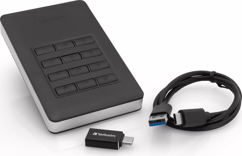 Verbatim Store n Go disco duro  externo portátil seguro 2 TB con teclado 53403 | 0023942534037 imagen 3