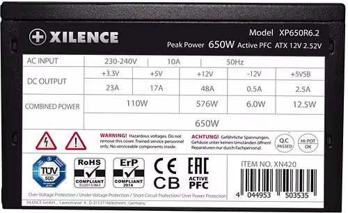 Xilence XP650R6.2 unidad de fuente de alimentación 650 W 20+4 pin ATX ATX Negro | 4044953503535 imagen 5