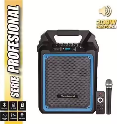 ALTAVOZ AUTOAMPLIFICADO PRO200 6.5 200W CON BATERIA + MICRO SERIE PRO COOL | CS0183 | 8436049023182 imagen 2