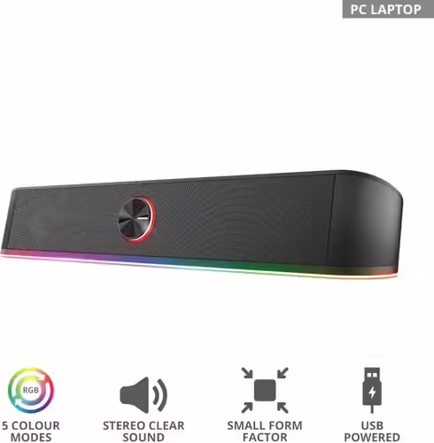 TRUST ALTAVOCES SOUNDBAR GXT THORNE RGB ILLUMINATED 12W CABLE AUXILIAR PARA AUDI | 24007 | 8713439240078 imagen 7