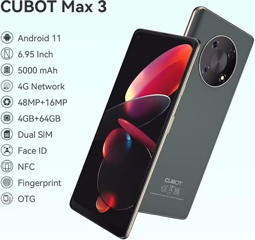 SMARTPHONE CUBOT MAX 3 6.95 HD+ 4GB/64GB/NFC/4G 48MPX 5000MAH GREEN | 6924136715277 imagen 5