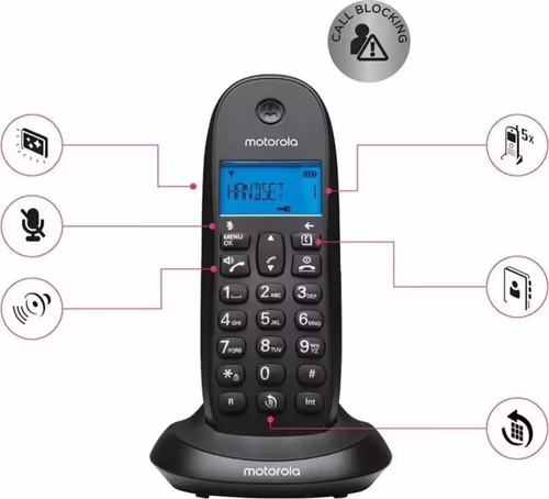 Teléfono Inalámbrico Motorola C1001CB+ LCD DECT Negro | 107C1001CB+ | 5055374715741 imagen 2