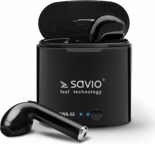SAVIO AURICULARES INALABRICOS BLUETOOTH 5.0 TWS-02 NEGRO CON BASE DE CARGA/MICR | SAVSLTWS-02 | 5901986045281 imagen 3
