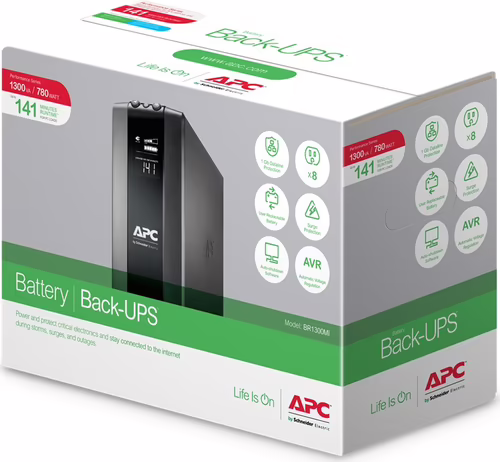 S.A.I. APC Pro BR 1300VA 780W 8 Tomas Negra (BR1300MI) | 0731304346906 imagen 7