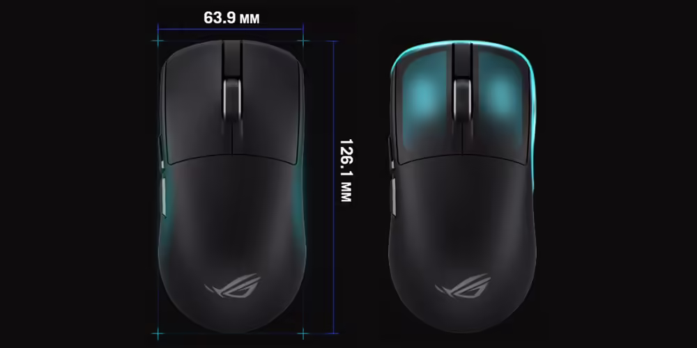 Imagen de ASUS ROG Harpe II Ace ratón Juego mano derecha RF Wireless + Bluetooth + USB Type-A Óptico 42000 DPI