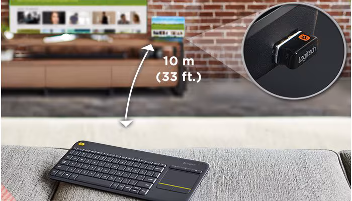 Imagen de Logitech Wireless Touch Keyboard K400 Plus teclado RF inalámbrico QWERTY Inglés Blanco