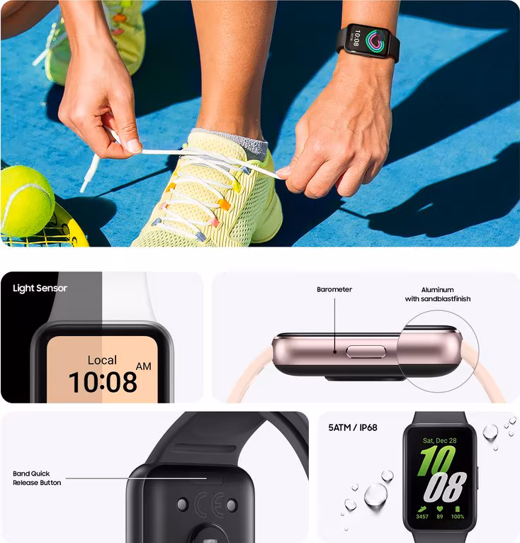 Imagen de Samsung Galaxy Fit3 4,06 cm (1.6``) AMOLED 40 mm Digital 256 x 402 Pixeles Pantalla táctil Gris