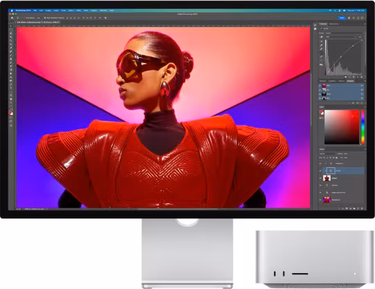 Imagen de Apple mac studio chip m4 max de apple con cpu de 14 nucleos gpu de 32 nucleos y neural engine de 16 nucleos 36gb de memoria unificada 512gb ssd frontal: dos puertos usb-c y ranura para tarjetas sdxc parte trasera: cuatro puertos thunderbolt 5, dos puertos usb-a, puerto hdmi, puerto ethernet de 10 gb y toma para auriculares de 3,5 mm