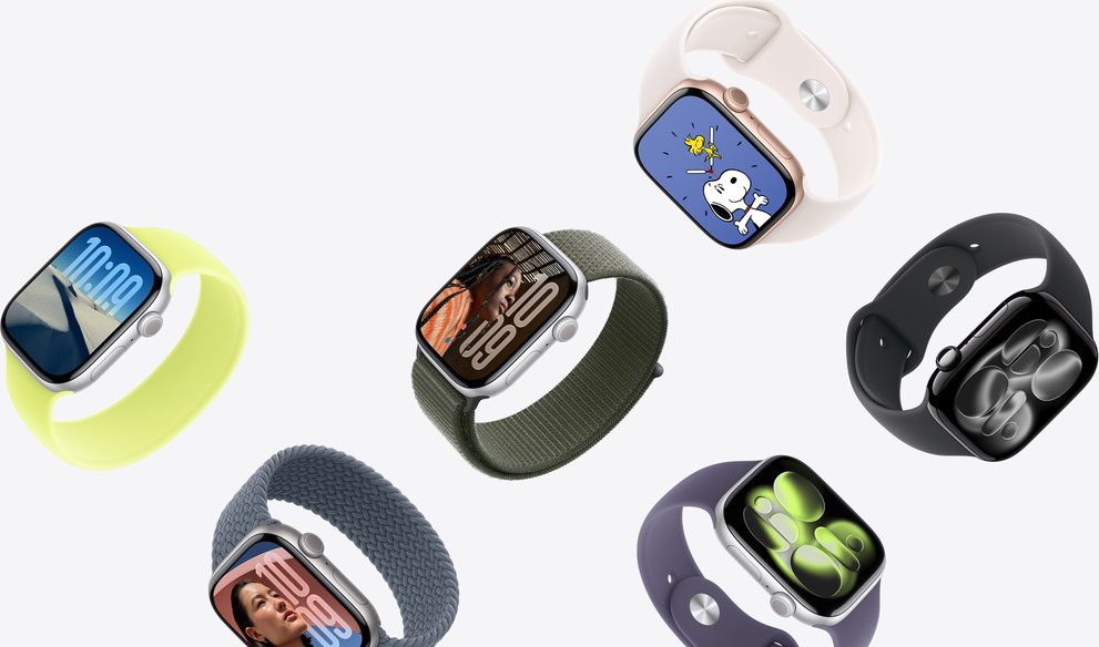 Imagen de Apple watch series 11 gps caja de aluminio plata 42mm, color de correa niebla lila correa deportiva talla s/m
